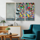 Banksy Colorful Street Graffiti Canvas Wall Art Print, by MyGreatCanvas | Canvas Wall Art Prints | Photo Prints & Wall Decor