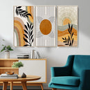 Modern Boho Sun and Leaf Abstract Art – 3-Panel Giclée