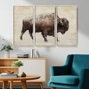 Buffalo Wall Art, Western Bison Canvas Print, Rustic Buffalo