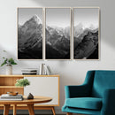 Everest Himalaya Mountain Peaks Black & White Triptych