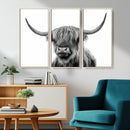 Grayscale Scottish Highland Cow Cattle Art Print Farmhouse by MyGreatCanvas | Canvas Wall Art Prints | Photo Prints & Wall Decor