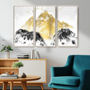 Golden Mountain Triptych Wall Art Canvas Print, Modern