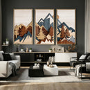Woodland Mountain Landscape Triptych, Giclee Canvas Art for