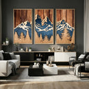 Rustic Wood Style Mountain Wall Art, Nature Forest Canvas