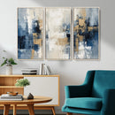 Modern Abstract Canvas Wall Art in Blue and Gold Tones |