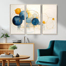 Geometric Blue Orange Abstract Wall Art Canvas, Geometric