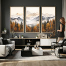 Abstract Mountain Wall Art | Misty Mountain Forest and