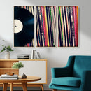 Vinyl Record and Album Collection Canvas Wall Art - Retro