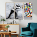 Banksy Art Behind the Curtain Street Wall Art Canvas Print |
