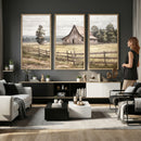Rustic Farmhouse Barn Wall Art | 3-Panel Framed Gallery Wrap