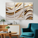 Gold and White Abstract Wave Canvas – Elegant Flowing Design