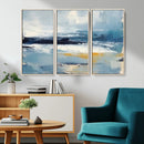Abstract Ocean Canvas Wall Art - Coastal Blue and Gold