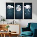 3 Piece Indigo Cloud Wall Art, Thunderstorm Moon Cloud by MyGreatCanvas | Canvas Wall Art Prints | Photo Prints & Wall Decor