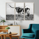 Texas Black White Highland Longhorn Cow Wall Art Canvas by MyGreatCanvas | Canvas Wall Art Prints | Photo Prints & Wall Decor