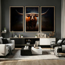 Abstract Texas Longhorn Wall Art Print | 3-Panel Large Texas