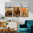 Highland Cow Canvas Wall Art Animal Print for Farm House