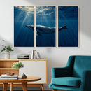 Whale under Ocean Wall Art Canvas Print