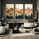 Rustic Wood Mountain Wall Art Print | Triptych Giclee Print