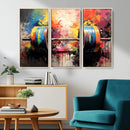 Weightlifting Barbell Art Triptych, Bold Abstract Fitness