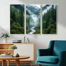 Mountain Forest River Canvas Wall Art Print - Serene Nature