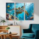 Sea Turtle Underwater Canvas Wall Art Print - Vibrant Ocean