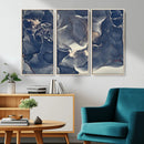 Large Abstract Blue and Gold Canvas Wall Art Fluid Ink