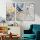 Large Abstract Blue and Gold Canvas Wall Art | Fluid Ink