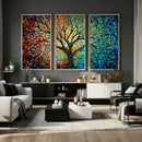 Yggdrasil Tree of Life Wall Art Print | Mosaic Style 3-Panel