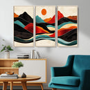 Western Wall Decor - Large Triptych Mountain Canvas - Boho