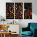 Dark Floral Canvas Wall Art - Moody Botanical Flower Print -