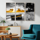 Yellow Rowboat Wall Art – Framed Tropical Shoreline Canvas by MyGreatCanvas | Canvas Wall Art Prints | Photo Prints & Wall Decor
