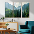 Misty Forest Mountain Wall Art Canvas Print – Framed Serene