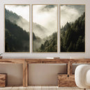 Misty Valley Wall Art Canvas Print – Foggy Forest Pine Trees
