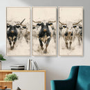 Texas Longhorn Wall Art – Framed Cattle Walking Canvas by MyGreatCanvas | Canvas Wall Art Prints | Photo Prints & Wall Decor