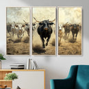 Texas Longhorn Wall Art – Framed Charging Cattle Canvas by MyGreatCanvas | Canvas Wall Art Prints | Photo Prints & Wall Decor