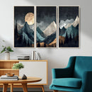 Moonlit Mountain Wall Art Canvas Print – Silhouetted Pines