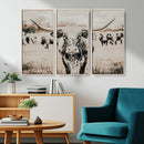 Texas Longhorn Wall Art Canvas Print – Framed Speckled Bull