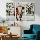Texas Longhorn Wall Art Canvas Print – Framed Spotted Bull