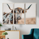 Texas Longhorn Wall Art – Framed Speckled Cow Canvas by MyGreatCanvas | Canvas Wall Art Prints | Photo Prints & Wall Decor