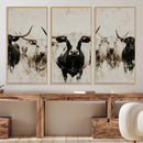 Longhorn Cattle Wall Art Canvas Print – Framed Bison Herd