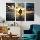 Jesus Walks Wall Art Canvas Print Framed Divine Sunset Art