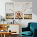 Texas Longhorn Wall Art Canvas Print – Framed Western Cow