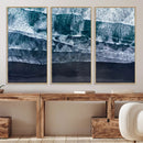 Black Beach Wall Art Canvas Print – Framed Aerial Ocean View