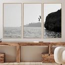 Jumping Wall Art Canvas Print – Framed Coastal Ocean Scene