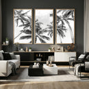 Black and White Palm Wall Art Canvas Print – Framed