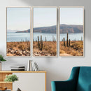 Desert Lake Wall Art – Framed Cactus Mountain Canvas by MyGreatCanvas | Canvas Wall Art Prints | Photo Prints & Wall Decor