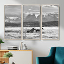 Wild Horses Wall Art – Framed Black White Mountain Canvas by MyGreatCanvas | Canvas Wall Art Prints | Photo Prints & Wall Decor