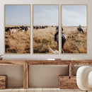 Western Wall Art Canvas Print – Framed Cowboy Cattle Drive
