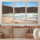Tranquil Beach Scene Wall Art Canvas Print – Framed Blue