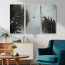 Ski Lift Wall Art Canvas Print – Snowy Pines Misty Landscape